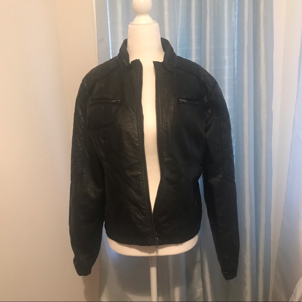 Black Leather Maralyn & Me Moto Jacket